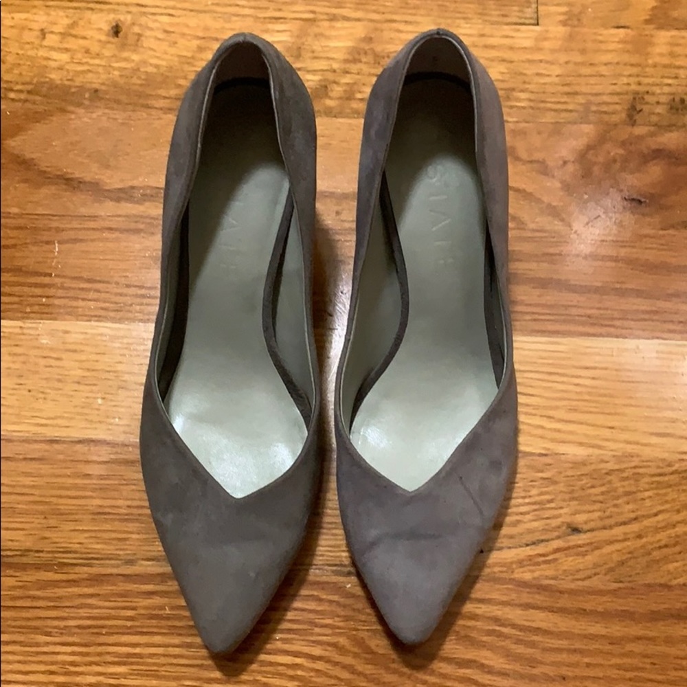 1. State Saffy Suede Leather Point-Toe Block-Heels